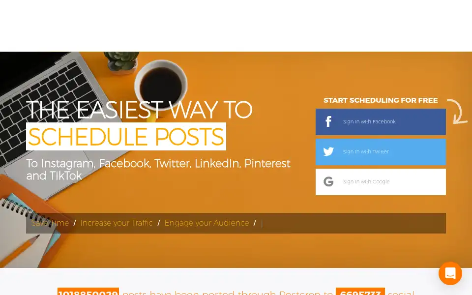 Screenshot of postcron.com