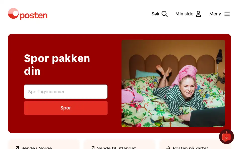Screenshot of posten.no