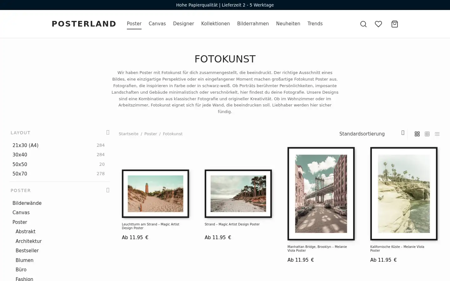 Screenshot of posterland.de