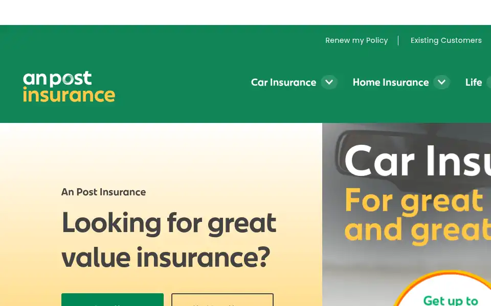 Screenshot of postinsurance.ie