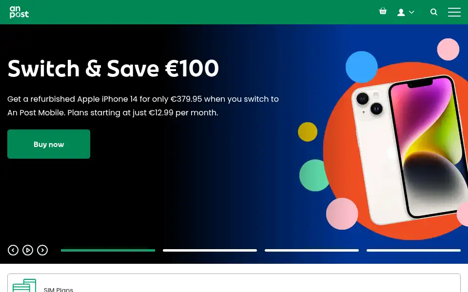 Screenshot of postmobile.ie