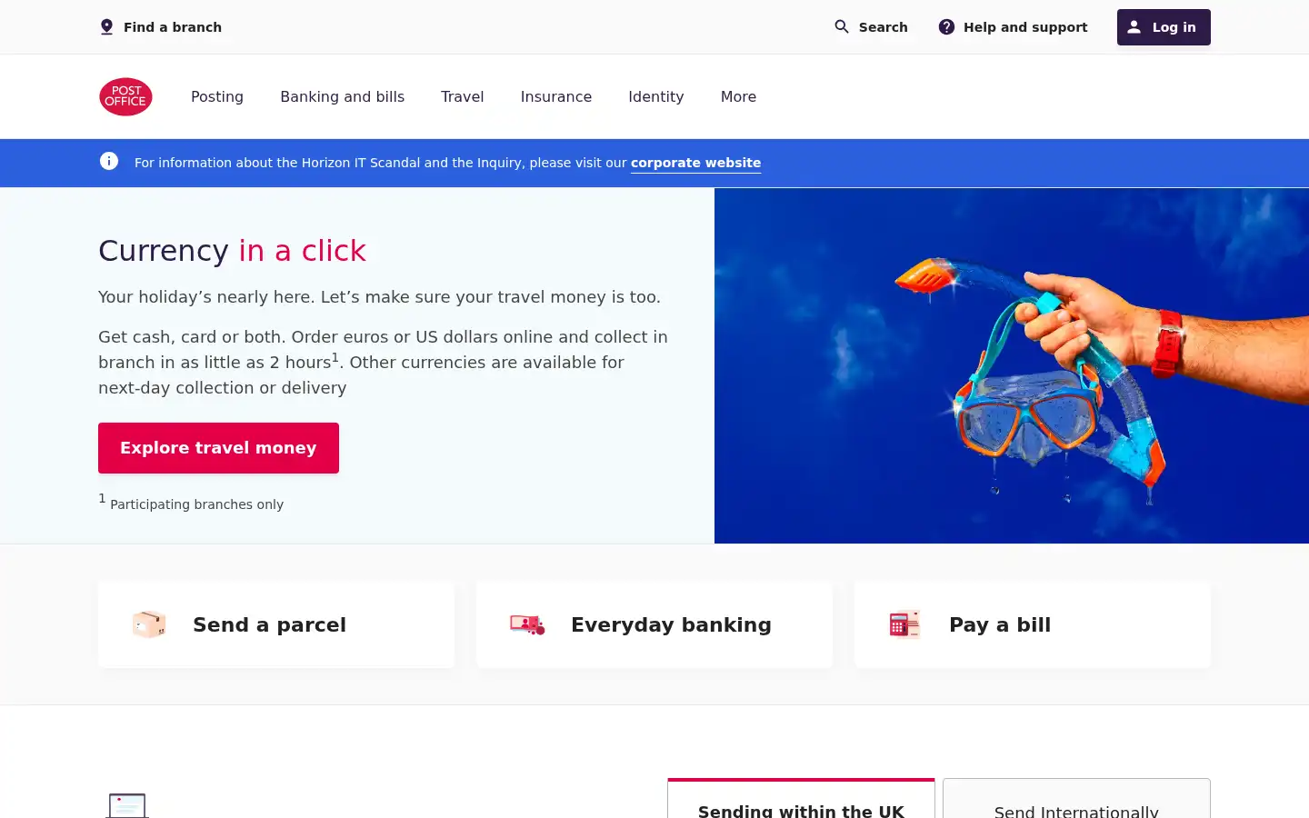 Screenshot of postoffice.co.uk
