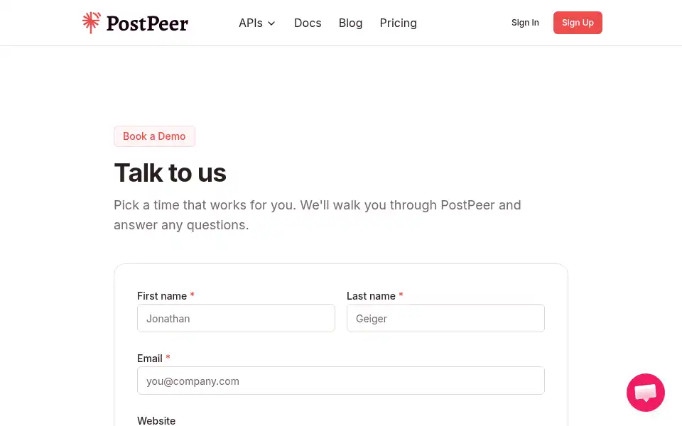 Screenshot of postpeer.dev