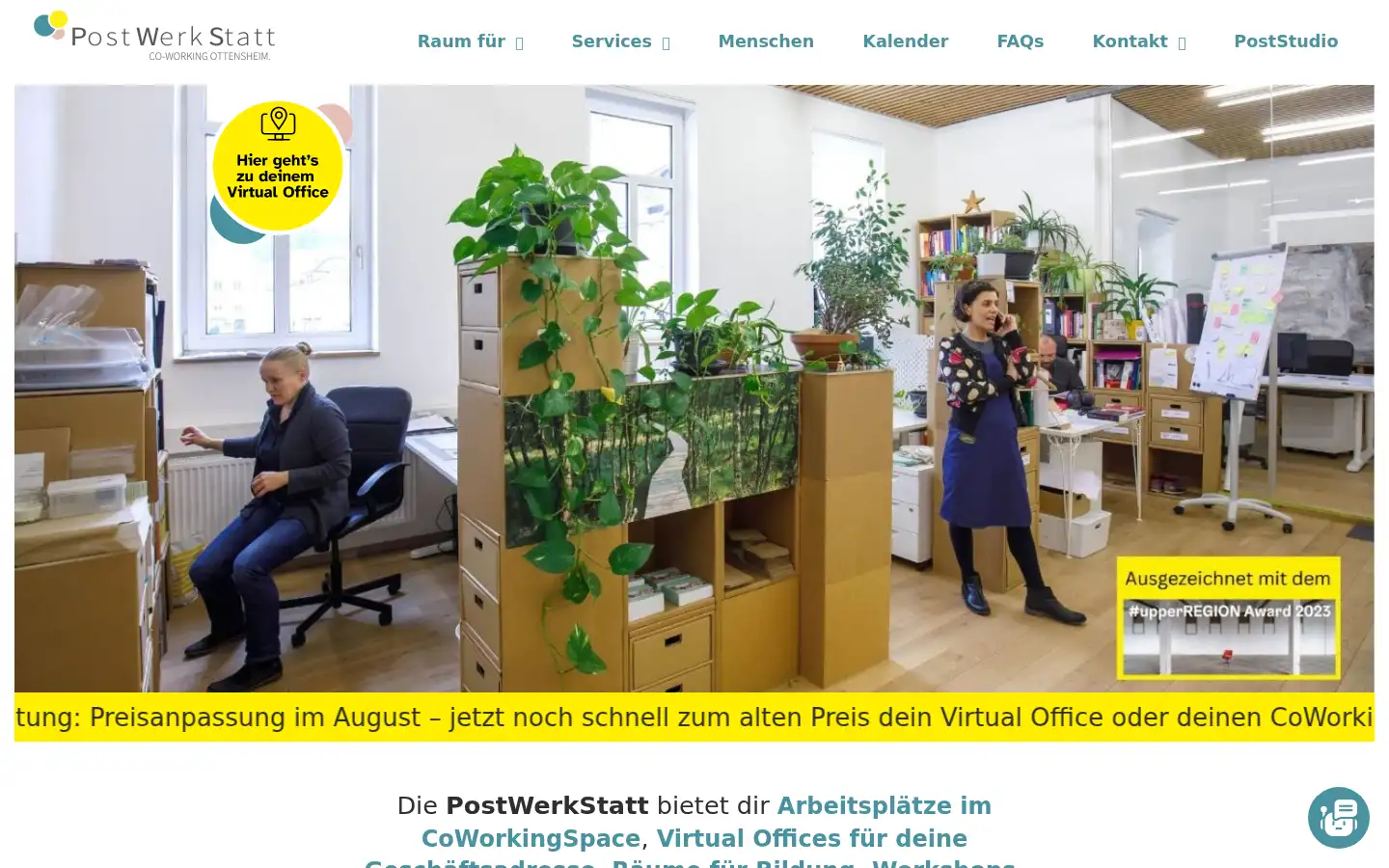 Screenshot of postwerkstatt.ottensheim.at