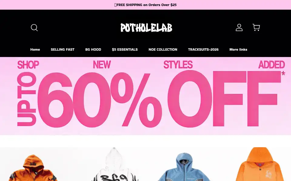 Screenshot of potholelab.com