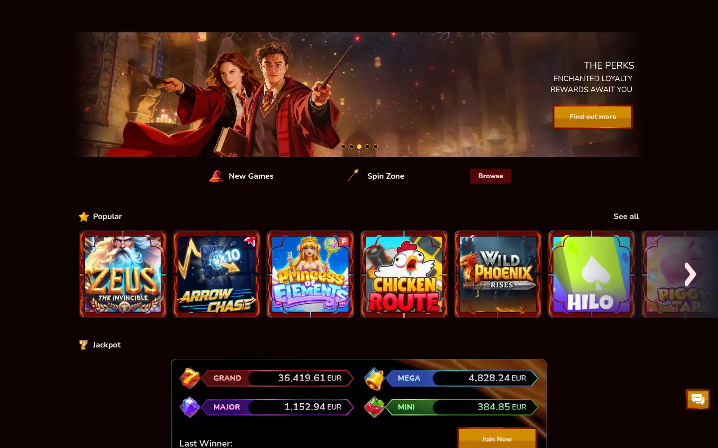 Screenshot of potterslots.com