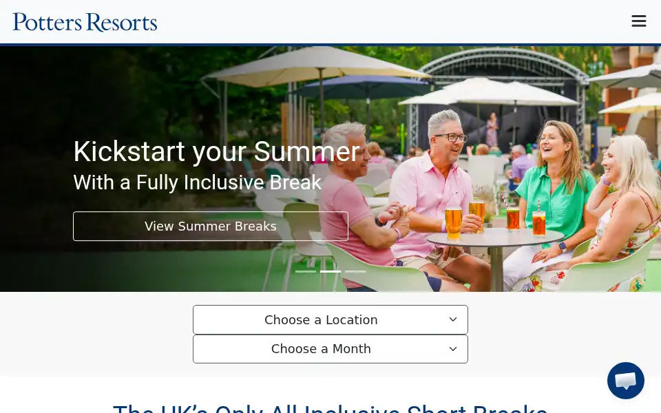 Screenshot of pottersresorts.com