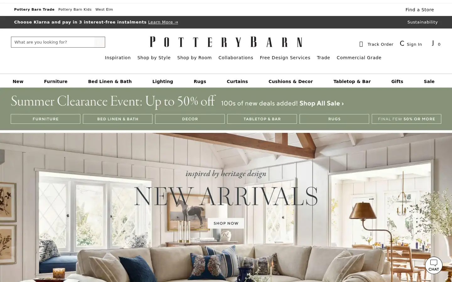 Screenshot of potterybarn.co.uk