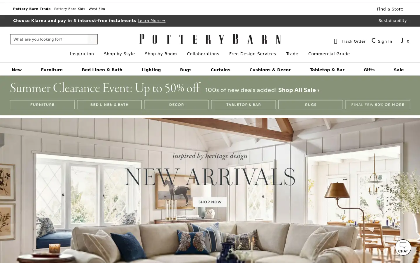 Screenshot of potterybarn.com