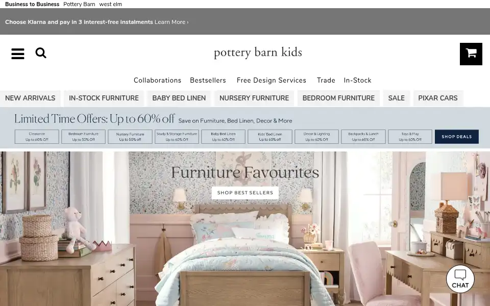 Screenshot of potterybarnkids.co.uk