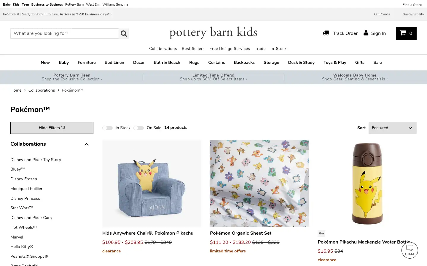 Screenshot of potterybarnkids.com.au