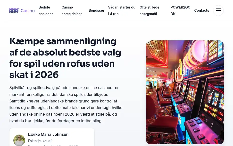 Screenshot of power2go.dk