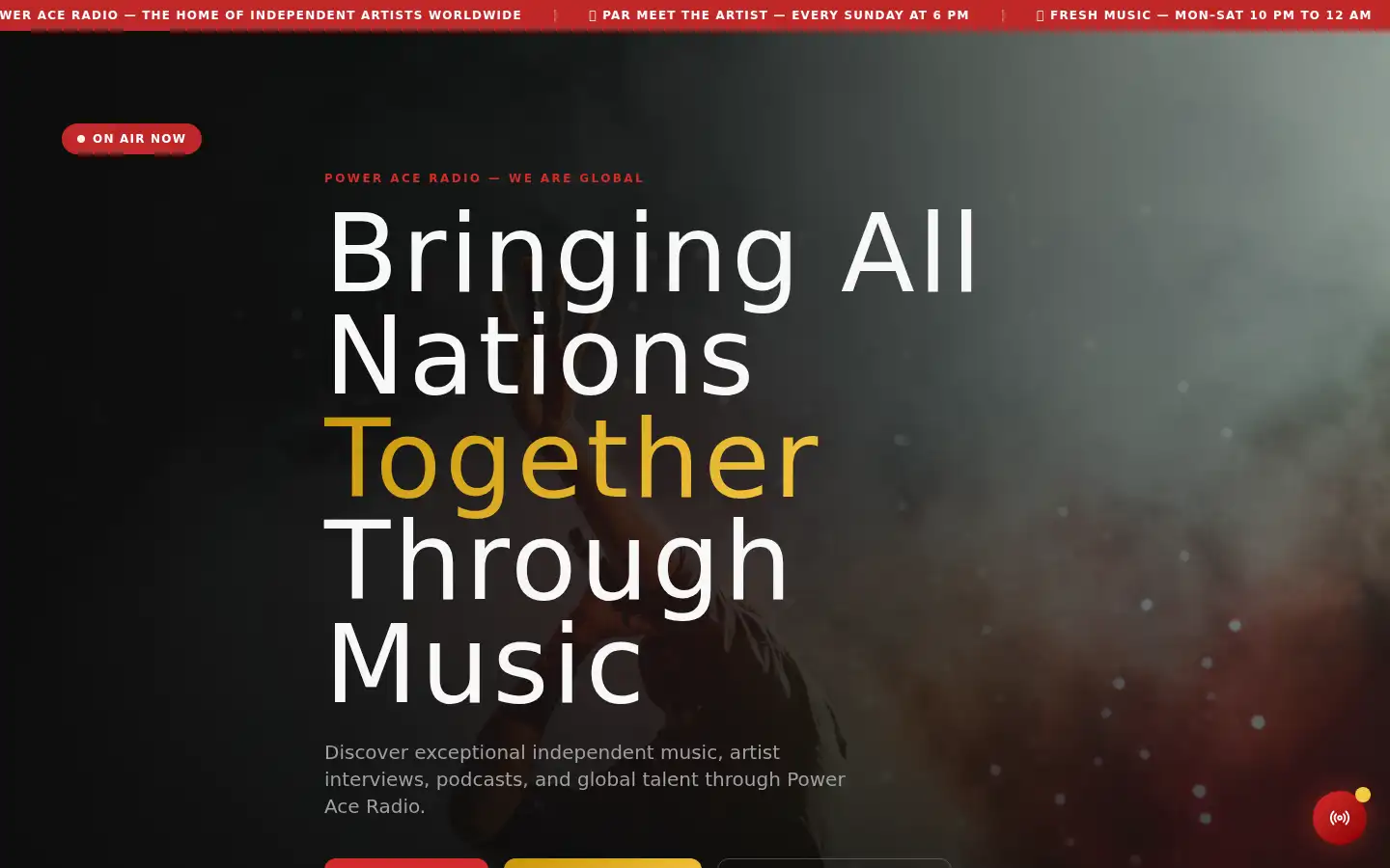 Screenshot of poweraceradio.com