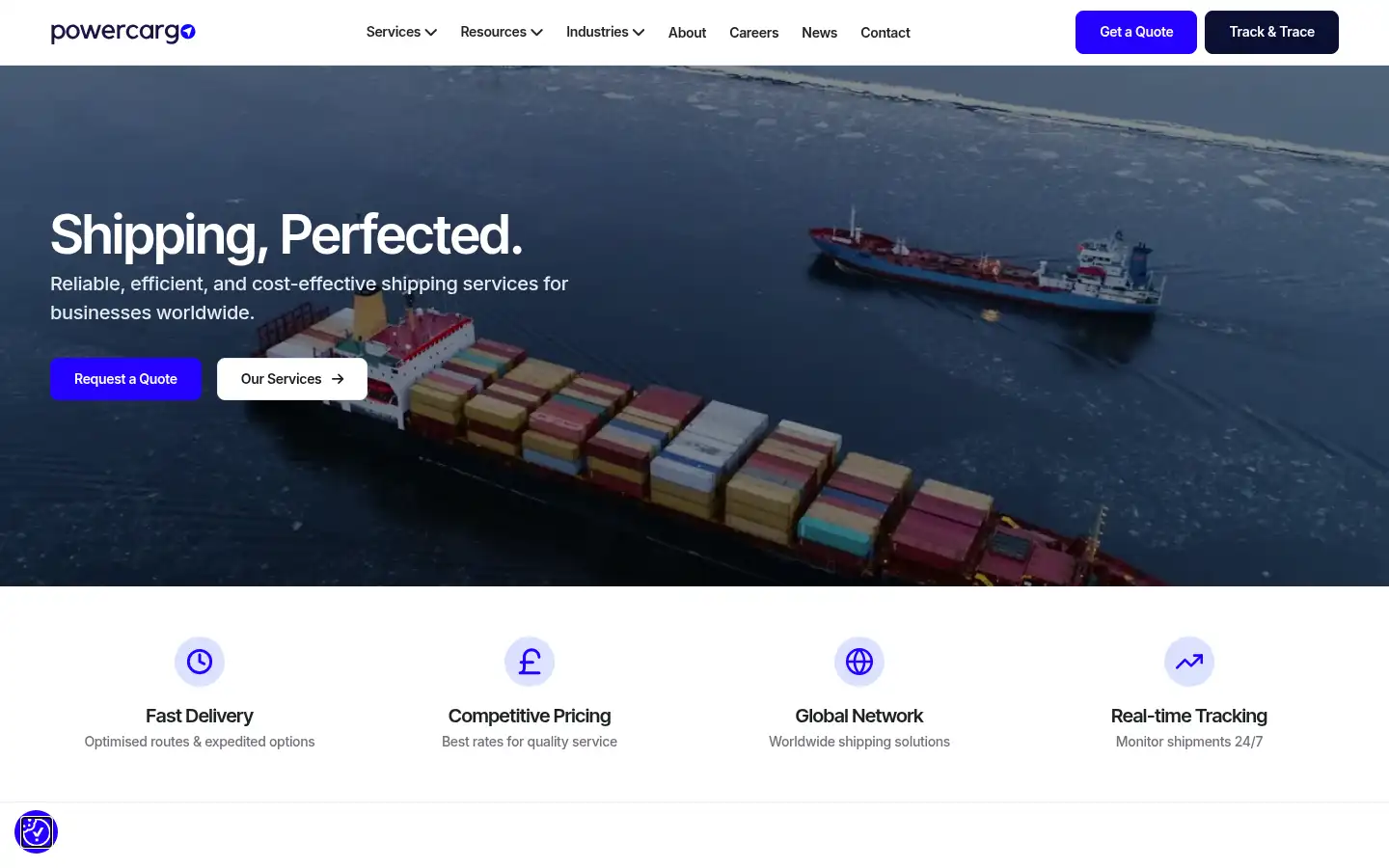 Screenshot of powercargo.co.uk