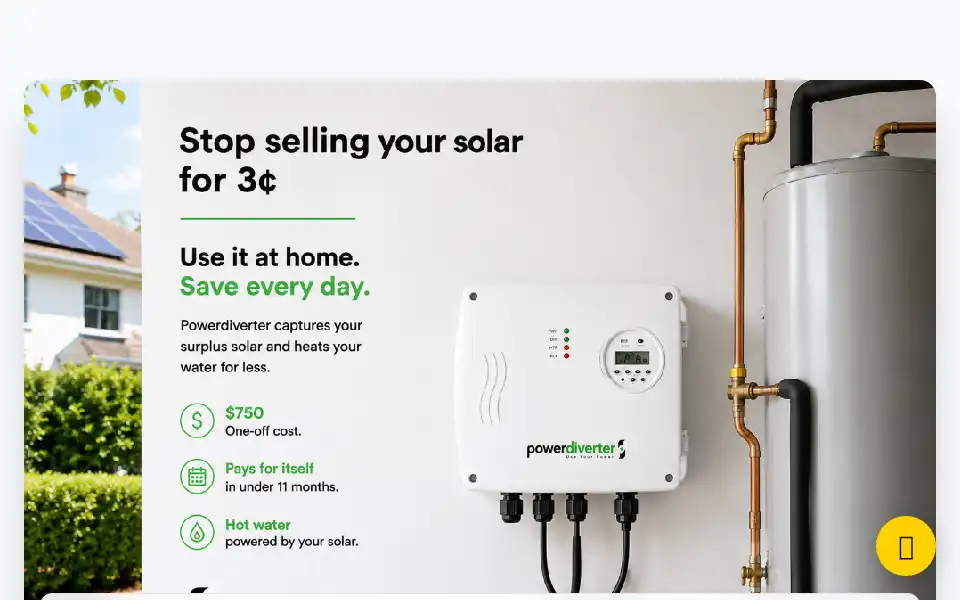 Screenshot of powerdiverter.com.au