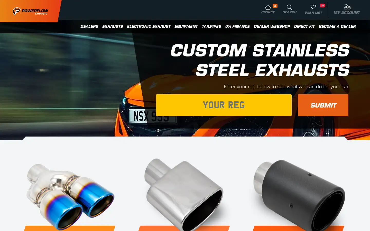 Screenshot of powerflowexhausts.co.uk
