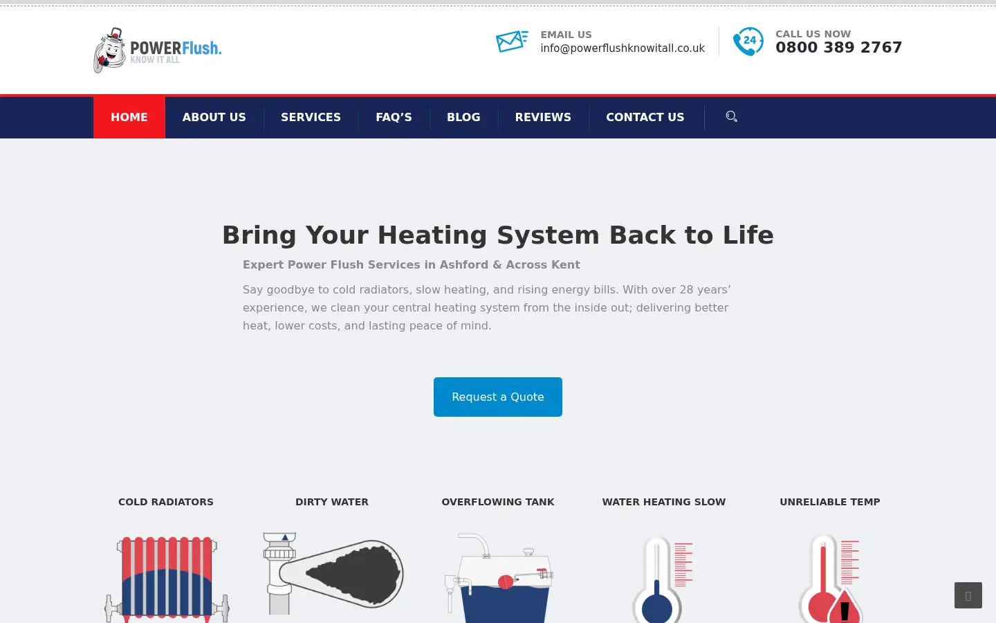 Screenshot of powerflushknowitall.co.uk