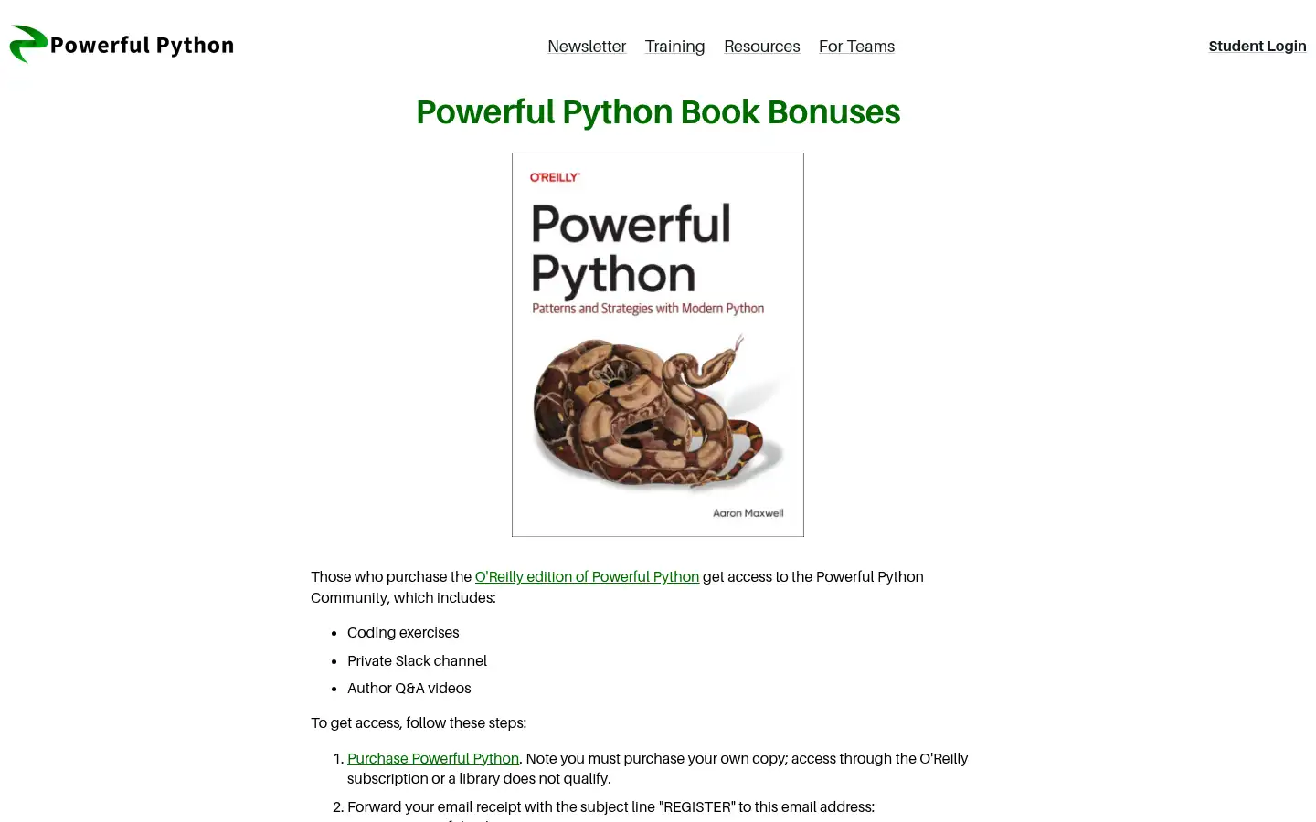 Screenshot of powerfulpython.com