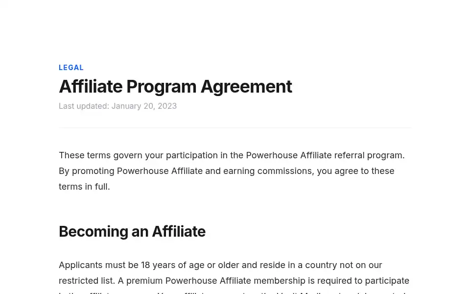 Screenshot of powerhouseaffiliate.com