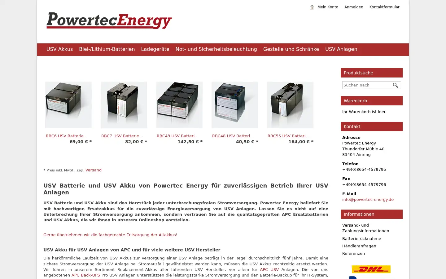 Screenshot of powertec-energy.de