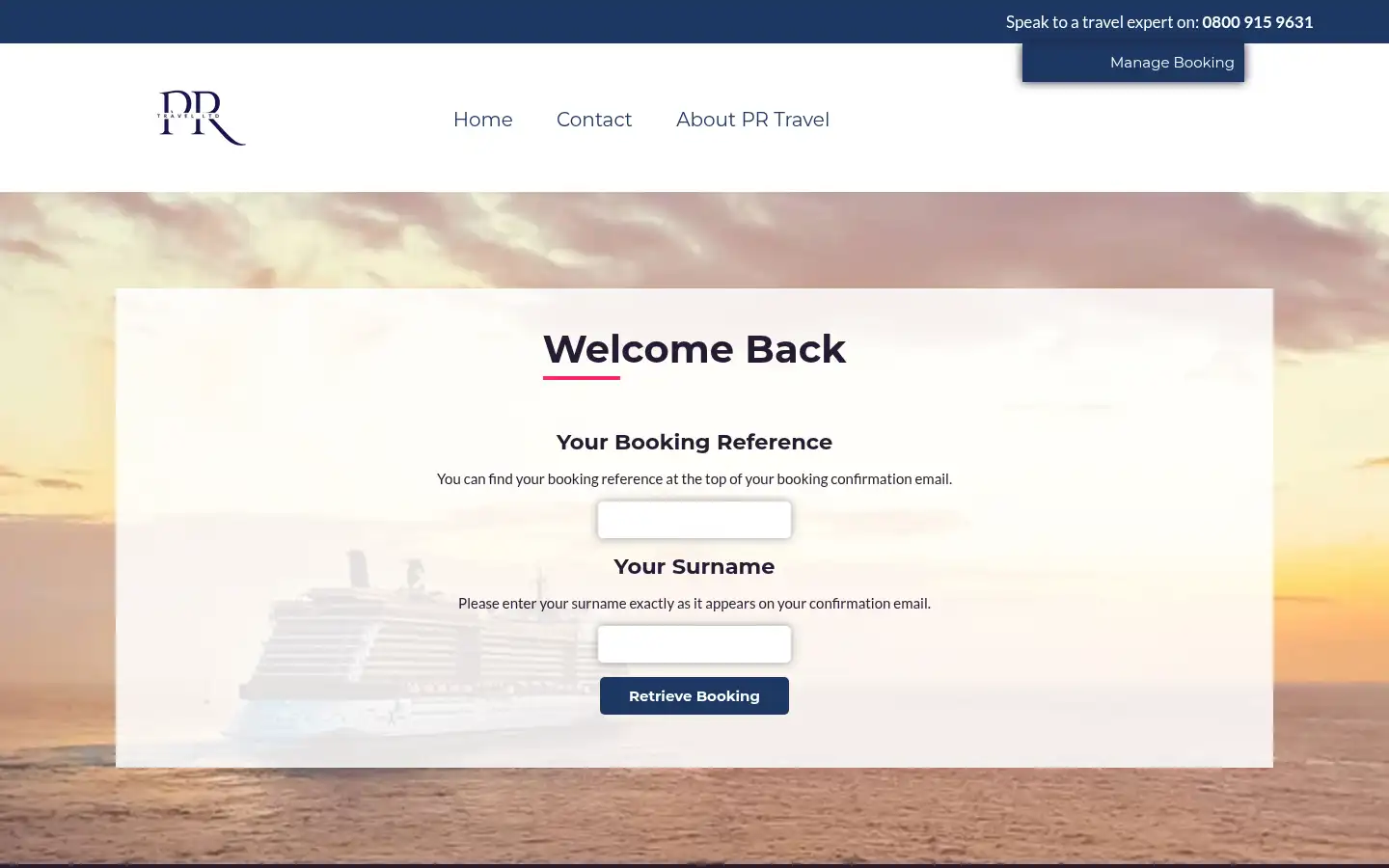 Screenshot of pr-travel.co.uk