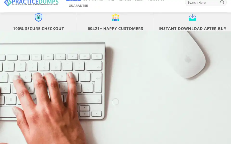 Screenshot of practicedumps.com