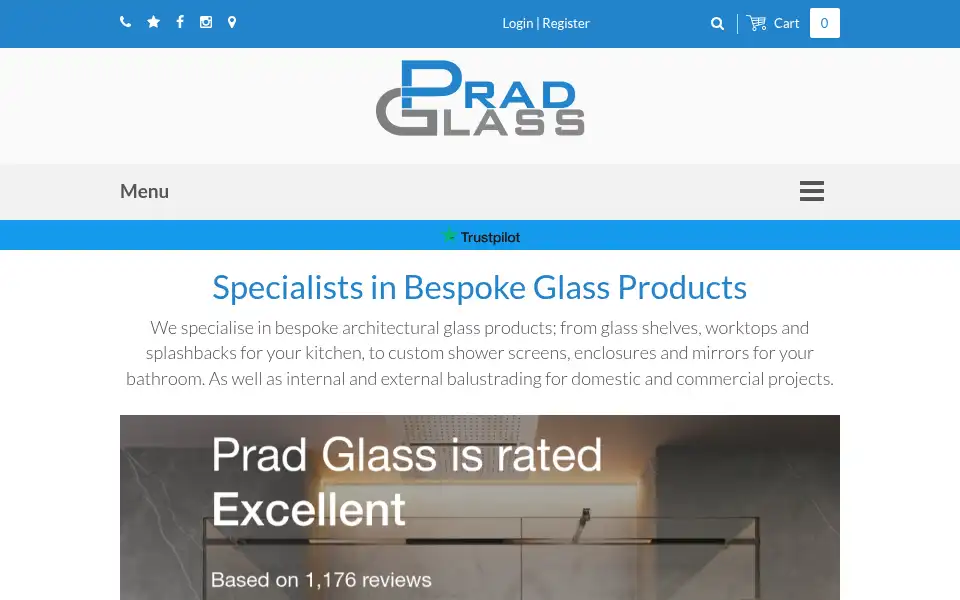Screenshot of pradglass.co.uk