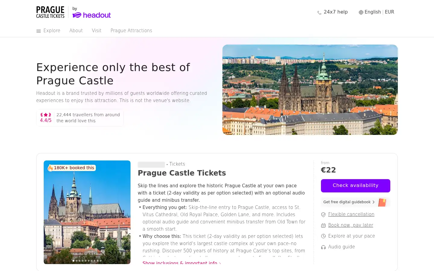 Screenshot of praguecastletickets.com