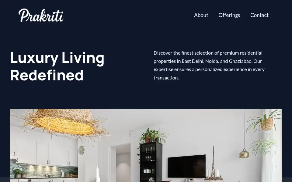 Screenshot of prakritirealtors.com