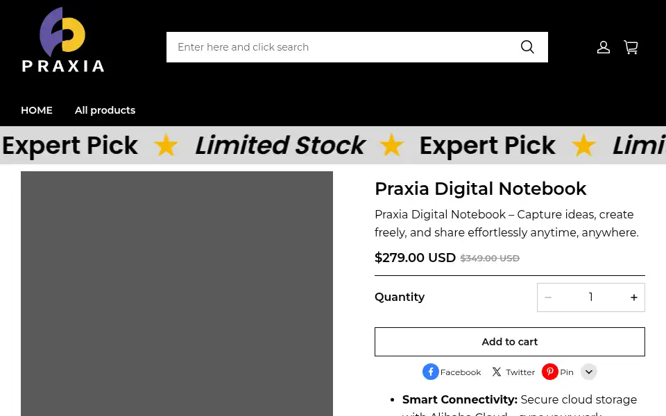 Screenshot of praxia-us.com