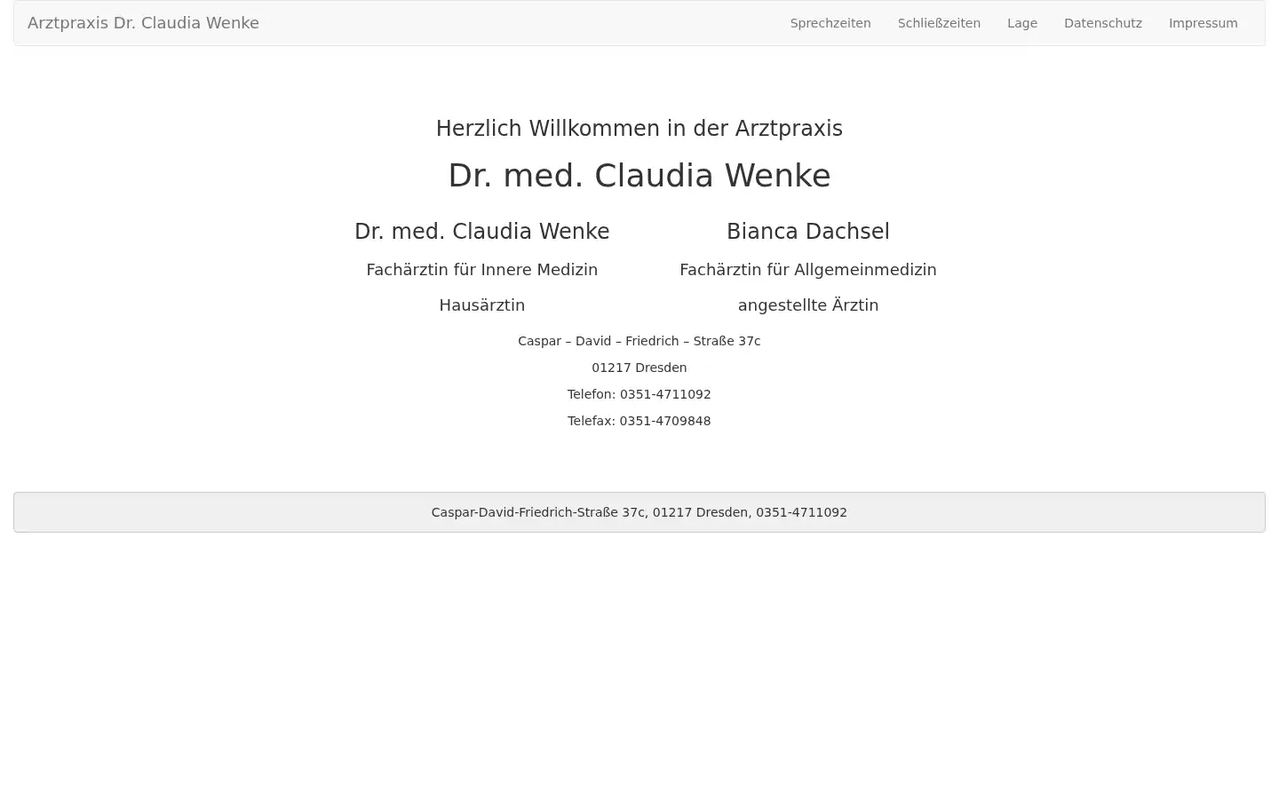 Screenshot of praxis-cwenke.de