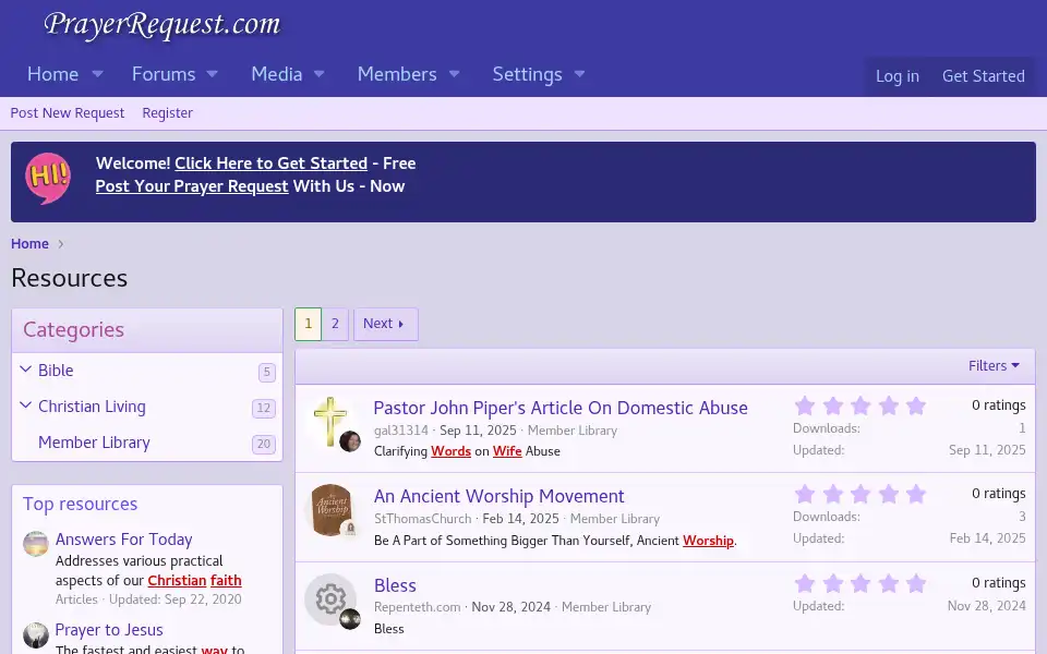Screenshot of prayerrequest.com