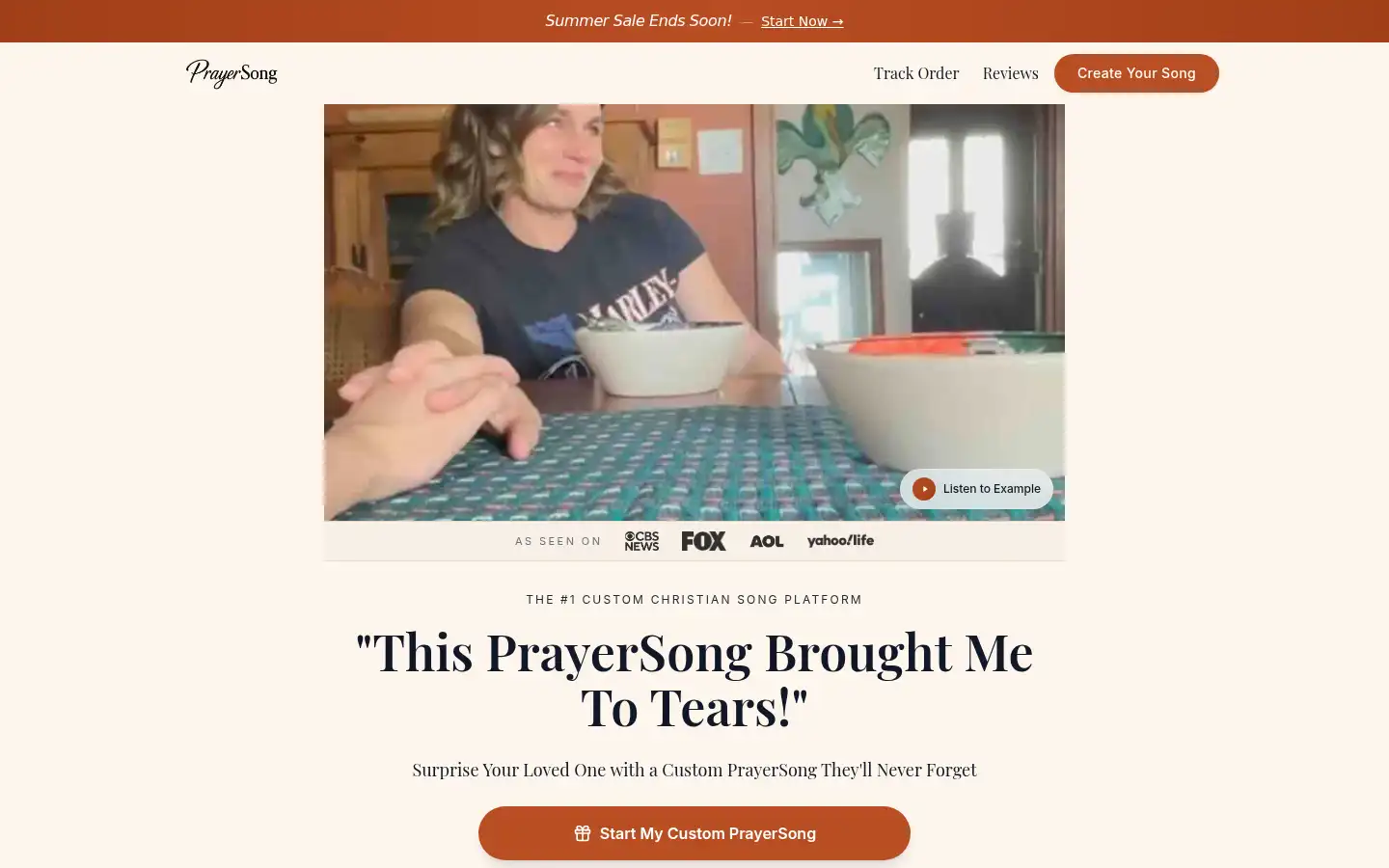 Screenshot of prayersong.com
