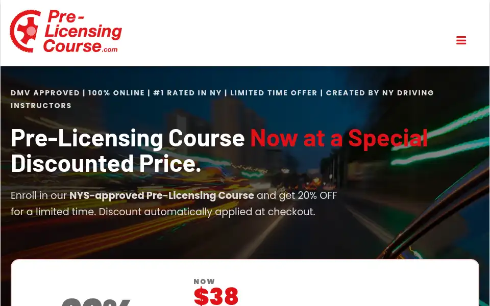 Screenshot of pre-licensingcourse.com