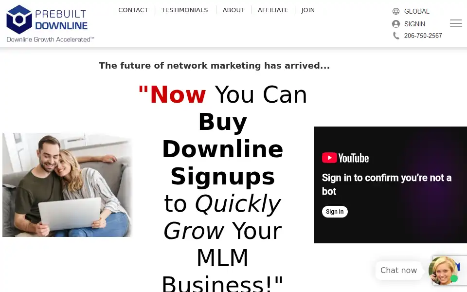 Screenshot of prebuiltdownline.com