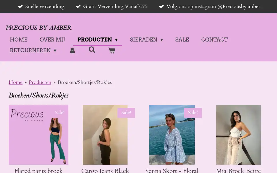Screenshot of preciousbyamber.nl