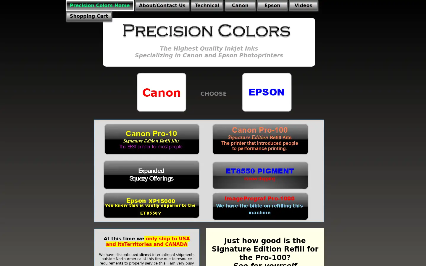 Screenshot of precisioncolors.com