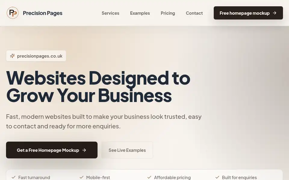 Screenshot of precisionpages.co.uk