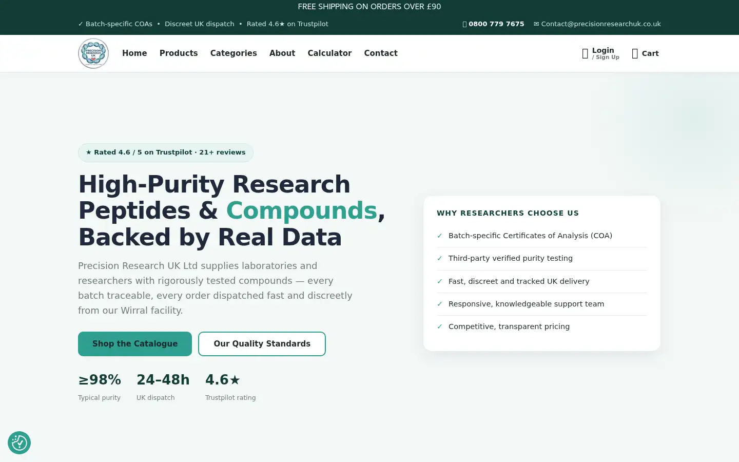 Screenshot of precisionresearchuk.co.uk