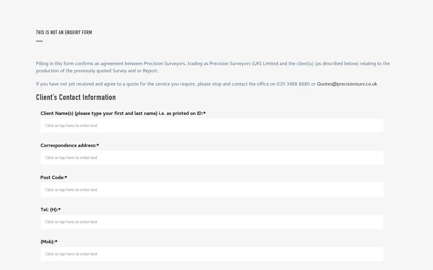 Screenshot of precisionsurv.co.uk
