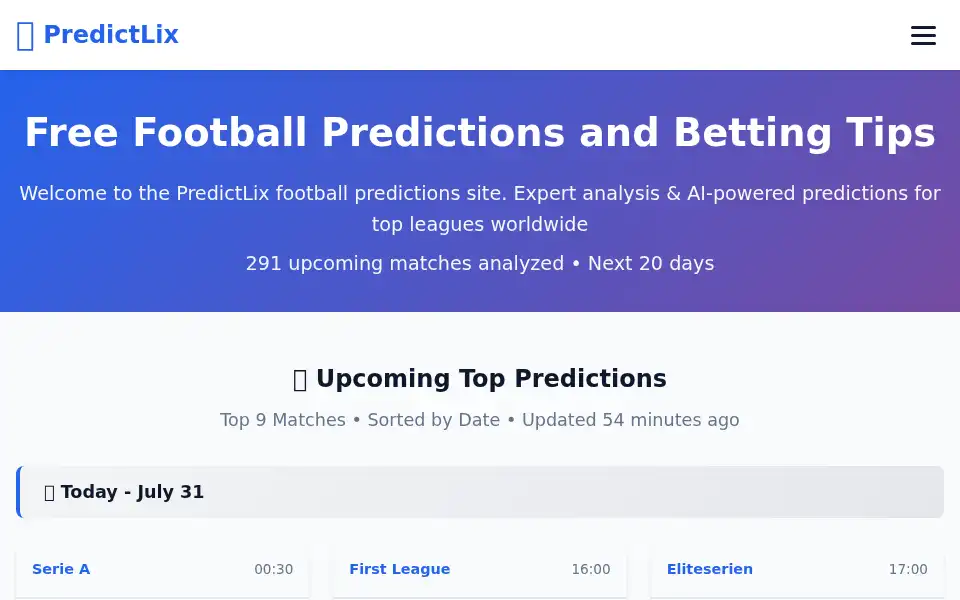 Screenshot of predictlix.com