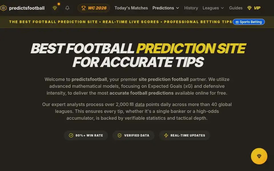 Screenshot of predictsfootball.com