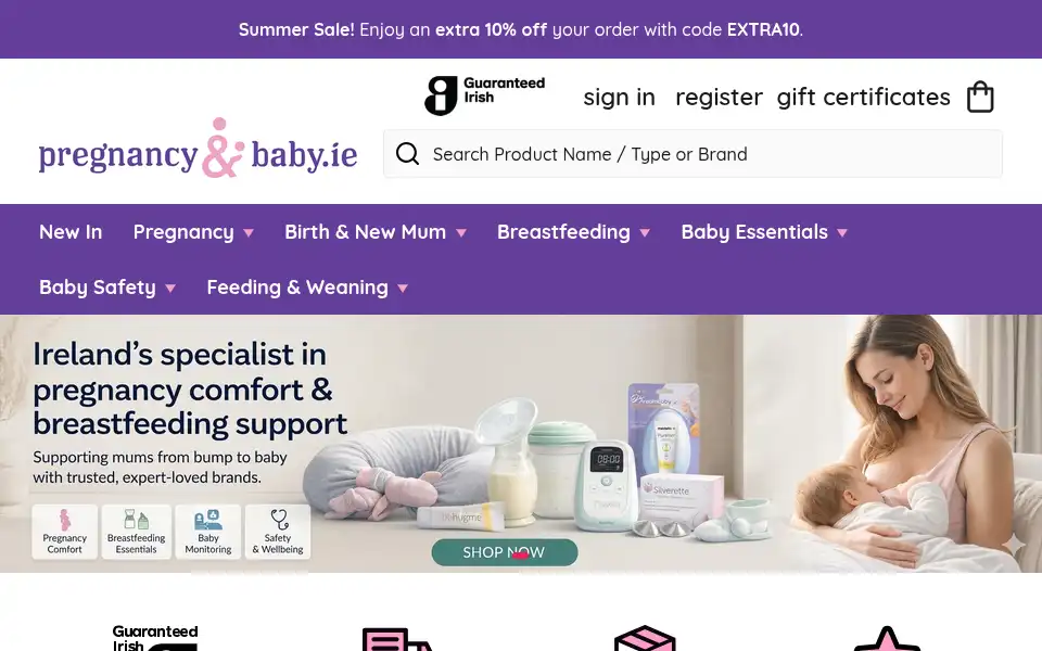 Screenshot of pregnancyandbaby.ie