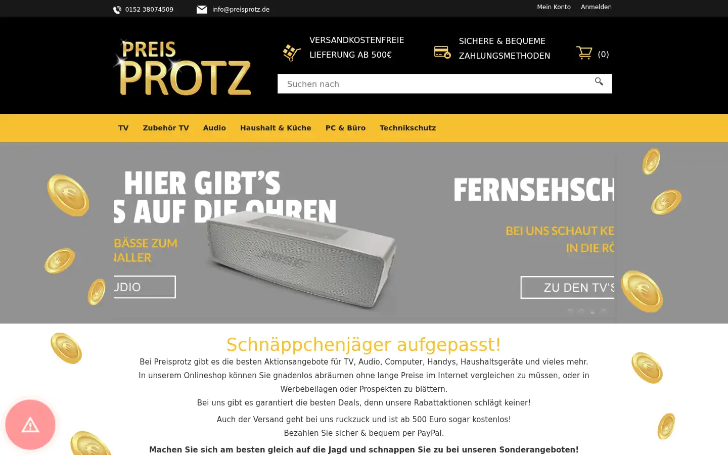 Screenshot of preisprotz.de