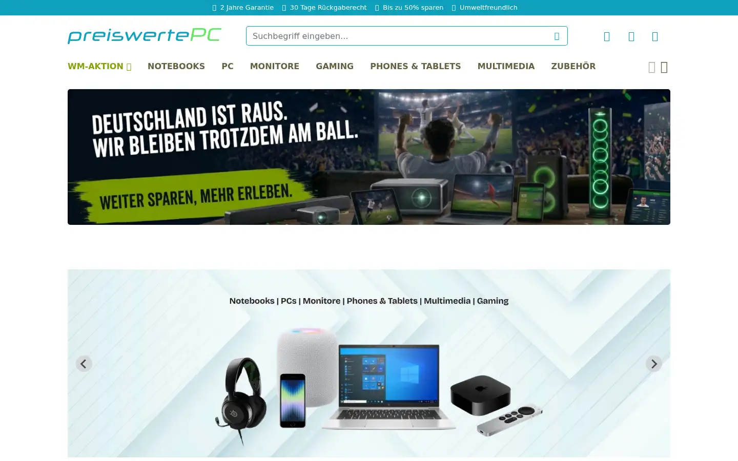 Screenshot of preiswertepc.de