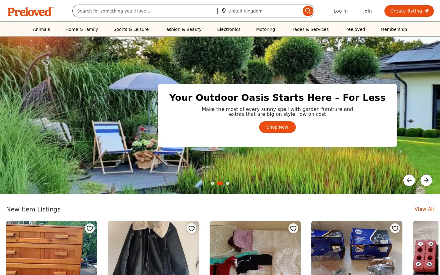 Screenshot of preloved.com
