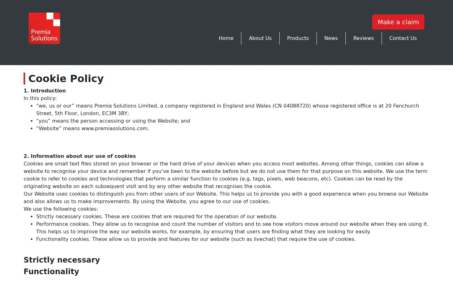 Screenshot of premiasolutions.com