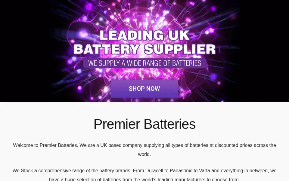 Screenshot of premierbatteries.co.uk