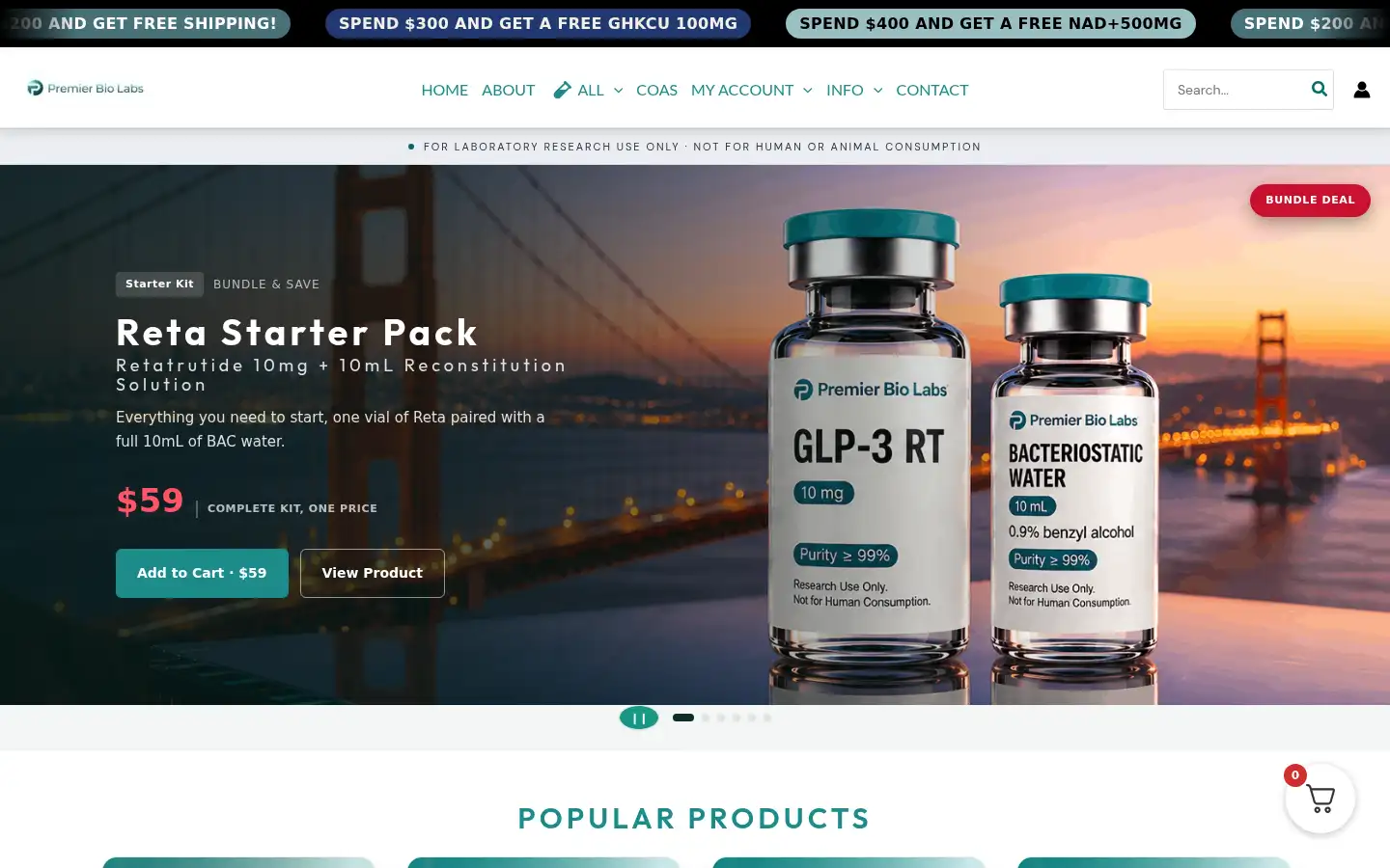Screenshot of premierbiolabs.com