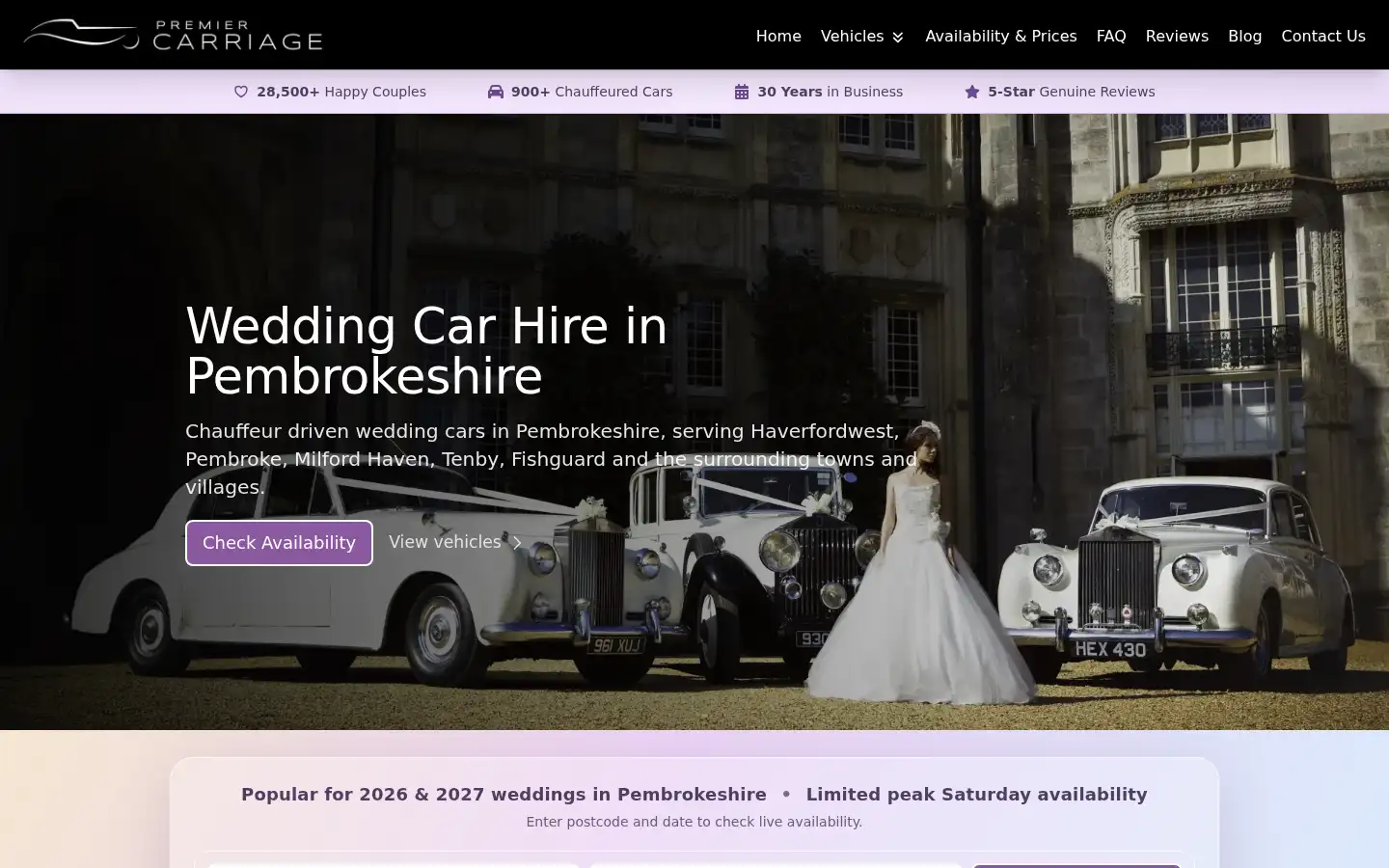 Screenshot of premiercarriage.co.uk